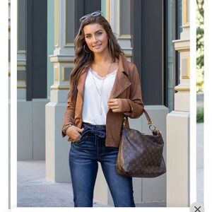 Move Free Leather Like Camel Moto Jacket - worn once